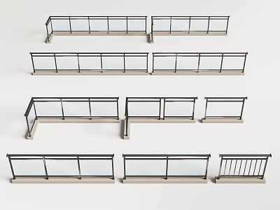 Balcony glass railing glass railing glass guardrail glass fence balcony stainless steel railing 3d model