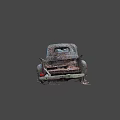 Vintage Rusted Abandoned Old Truck With Damaged Body And Broken Windows