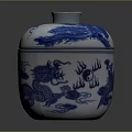 Chinese Style Blue And White Decorative Jar With Dragon Phoenix Patterns And Tai Chi Symbol