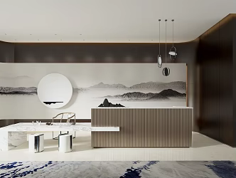 New Chinese-style reception desk 3d model