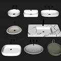 Modern Washbasin Designs With Different Shapes Marble And Colored Variations 3d model