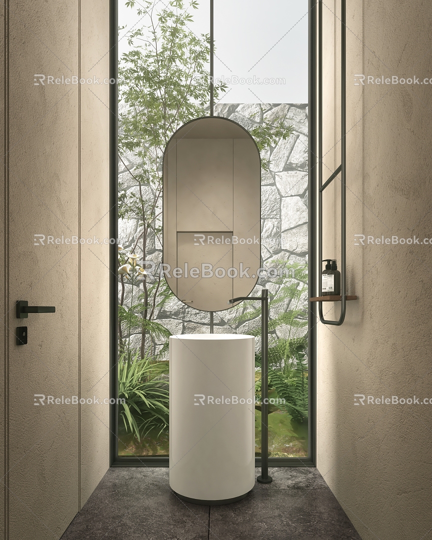 Simple Toilet New Chinese Style Toilet Green Plant Ecological Toilet Club Toilet Commercial Toilet Washbasin 3d model