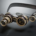 Steampunk Goggles Vintage Design With Brass Metal Parts Leather Strap And Round Lenses