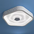 Modern Octagonal Ceiling Light With Perforated Dots And White Illuminated Surface 3d model