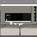 Modern Living Room Interior With Sofa TV Wall And Decorative Storage Shelves