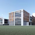 Modern Industrial Factory Building With Glass Facade A2 Identifier Metal Cladding And Green Lawn Area