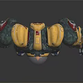 Smart Robot With Yellow And Gray Mechanical Armor Sci Fi Design Holding Weapon