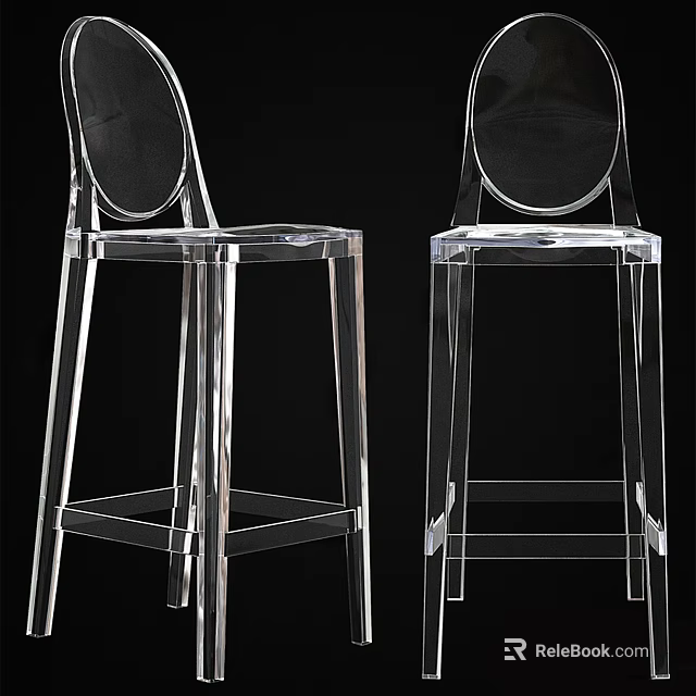 Modern Transparent Acrylic Bar Stools With Sleek Design For Interior Decor 3d model 