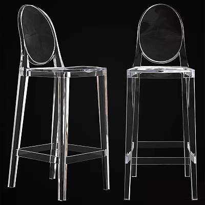 Modern Transparent Acrylic Bar Stools With Sleek Design For Interior Decor 3d model