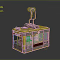 Yellow Tram Model With Cable On Top And Transparent Windows Body Design 3d model
