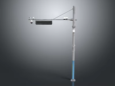 Smart Urban Public Facility Pole With Solar Panel Surveillance Camera And Lighting 3d model