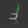 Three Green Public Seats With Perforated Backrest Metal Frame And Armrests