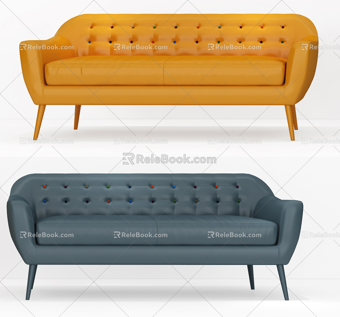 Nordic Double Sofa Simple Sofa 3d model