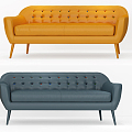 Nordic Double Sofa Simple Sofa 3d model