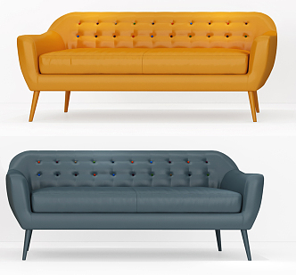 Nordic Double Sofa Simple Sofa 3d model