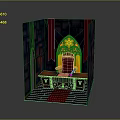 Gothic Architectural Interior With Stained Glass Window Stone Walls And Throne