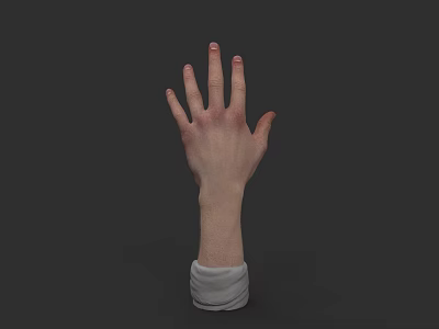 Realistic Human Hand with Wrist in White Cuff Against Black Background 3d model