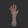 Realistic Human Hand with Wrist in White Cuff Against Black Background