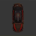 Red And Black Custom Modified Car With Roof Mounted Weapons And Armored Exterior