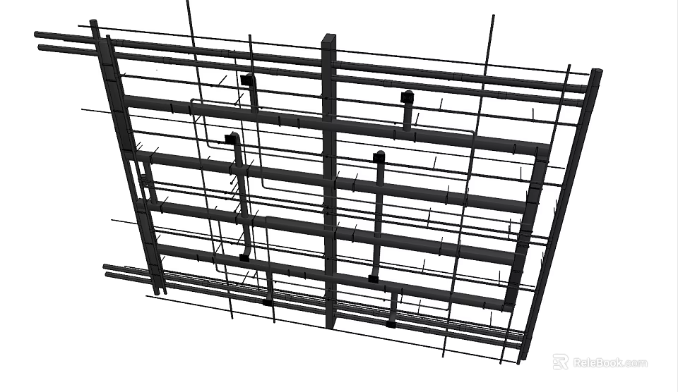 Industrial Pipe System Installation With Metal Support Frames And Structural Layout 3d model