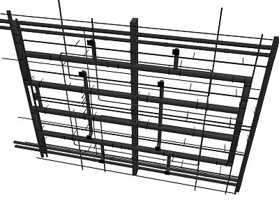 Industrial Pipe System Installation With Metal Support Frames And Structural Layout 3d model