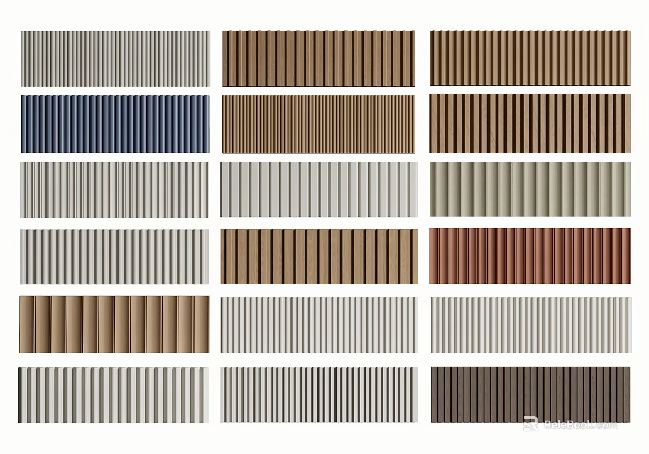 Variety Of Wainscoting Colors And Textures 3d model 