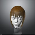 White Human Head Model Featuring Red Short Hair With Straight Bangs And Smooth Hair Texture