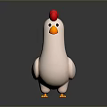 Cute White Chicken Game And Movie Character With Red Comb And Yellow Beak Feet