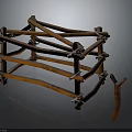 Natural Bamboo Frame Structure With Crossed Poles Layered Design And Tied Joints