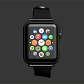 Modern Smartwatch With Black Strap And Colorful App Icons On Screen