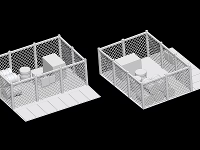 White Wire Mesh Pet Playpen With Indoor Soft Mat And Feeding Bowl 3d model
