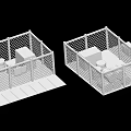White Wire Mesh Pet Playpen With Indoor Soft Mat And Feeding Bowl