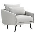 Light Gray Single Sofa With Rounded Arms Cushions And Black Slim Legs 3d model