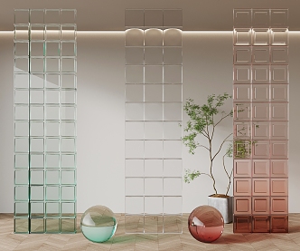 Modern glass brick partition pattern glass 3d model