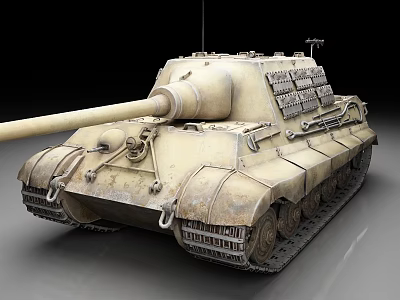 Old Military Tank With Long Barrel Turret Tracks And Weathered Armor 3d model