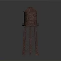 Red Brick Water Tower With Conical Roof And Metal Support Structure