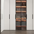 Modern Wardrobe Design With Glass Doors LED Lighting And Storage Drawers