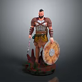 Ancient Warrior Man in Armor Holding Shield and Sword Standing Pose 3D Figure