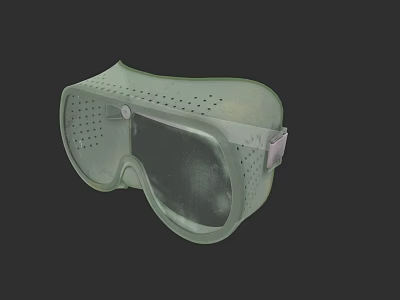 Green Protective Hat With Ventilation Holes And Goggle Design For Safety 3d model