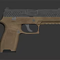 Modern Tactical Pistol with Brown Textured Grip and Black Metal Frame