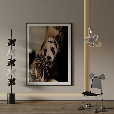 Panda Wall Art Decor In Modern Living Room Space 3d model Panda Wall Art Decor In Modern Living Room Space 3d model