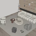 Quiet sofa tea table combination 3d model