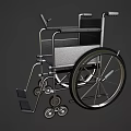 Standard Manual Wheelchair With Black Seat And Silver Metal Frame Structure
