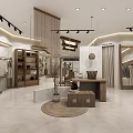 Elegant Modern Clothing Store Interior Design With Natural Wooden Displays And Soft Ambient Lighting