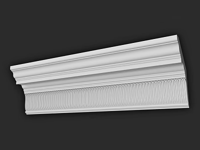 White Layered Decorative Molding With Textured Surface For Interior Decoration 3d model