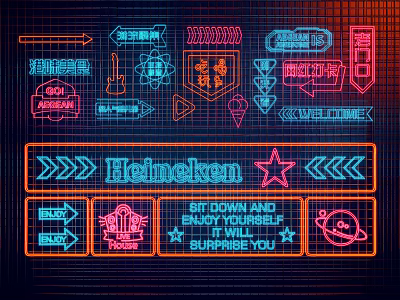 Modern decorative lights neon 3d model