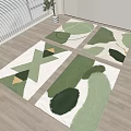 Square Rugs With Green Abstract Leaf Patterns On White Background For Living Room