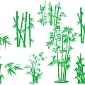 Green Bamboo Plants In Different Forms With Stems Leaves And Clumps 3d model