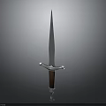 Medieval Sword With Metallic Sharp Blade Brown Hilt And Reflective Surface