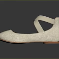 Light Colored Textured Flat Shoes With Cross Straps And Light Brown Sole For Elegant Look
